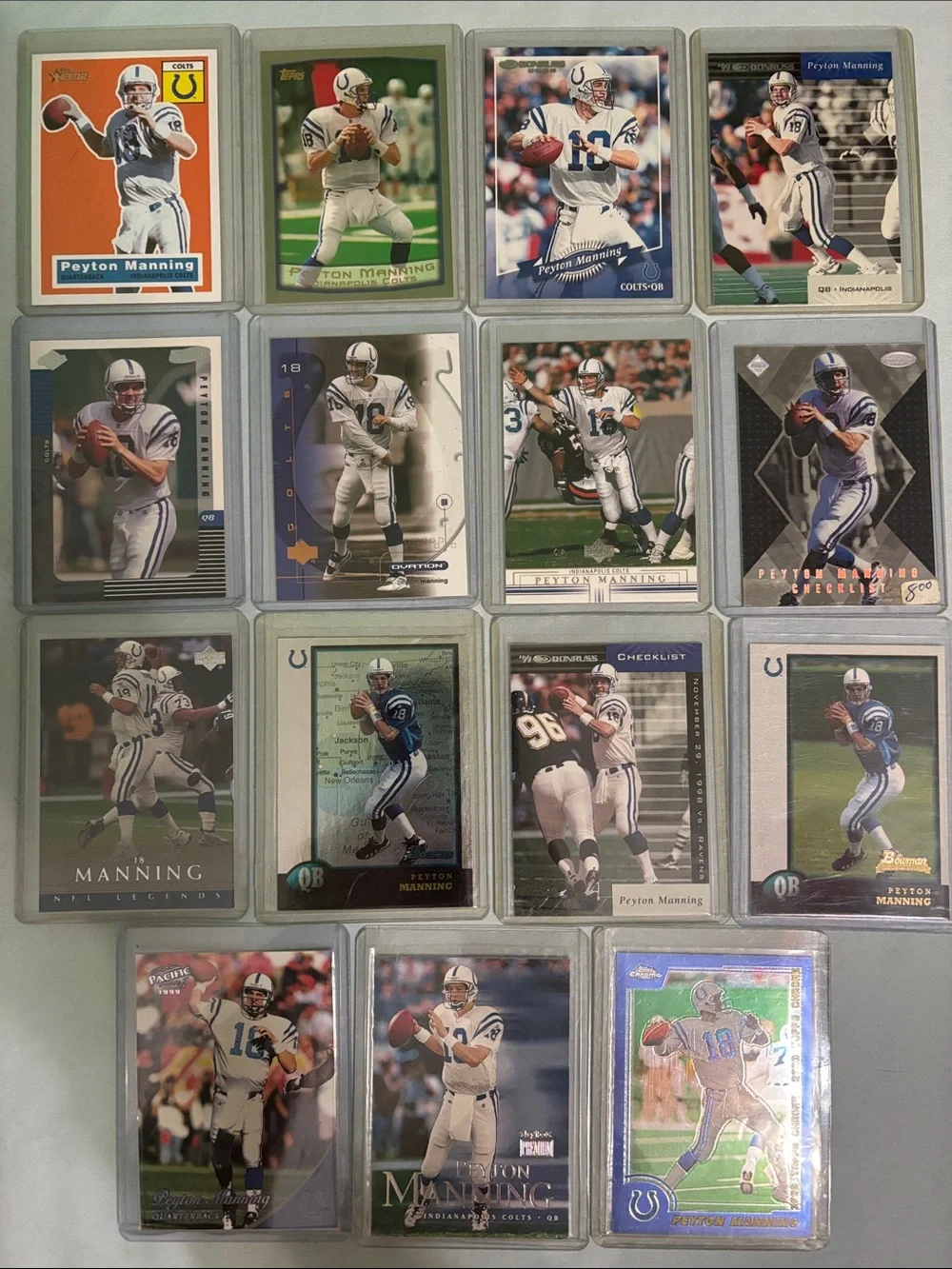 Peyton Manning Indianapolis Colts Football Card Collection - Blue & White